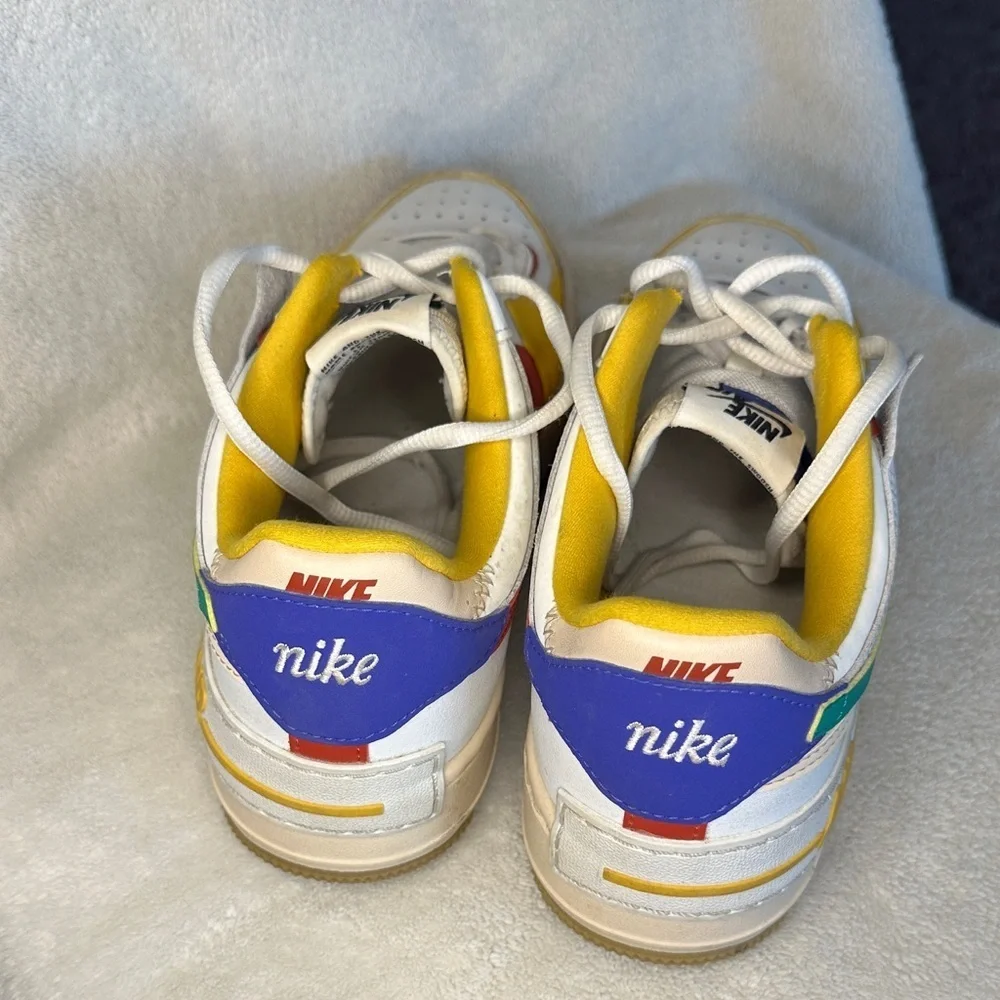 Nike Air Force 1 White with Yellow, Green, and Purple Accents